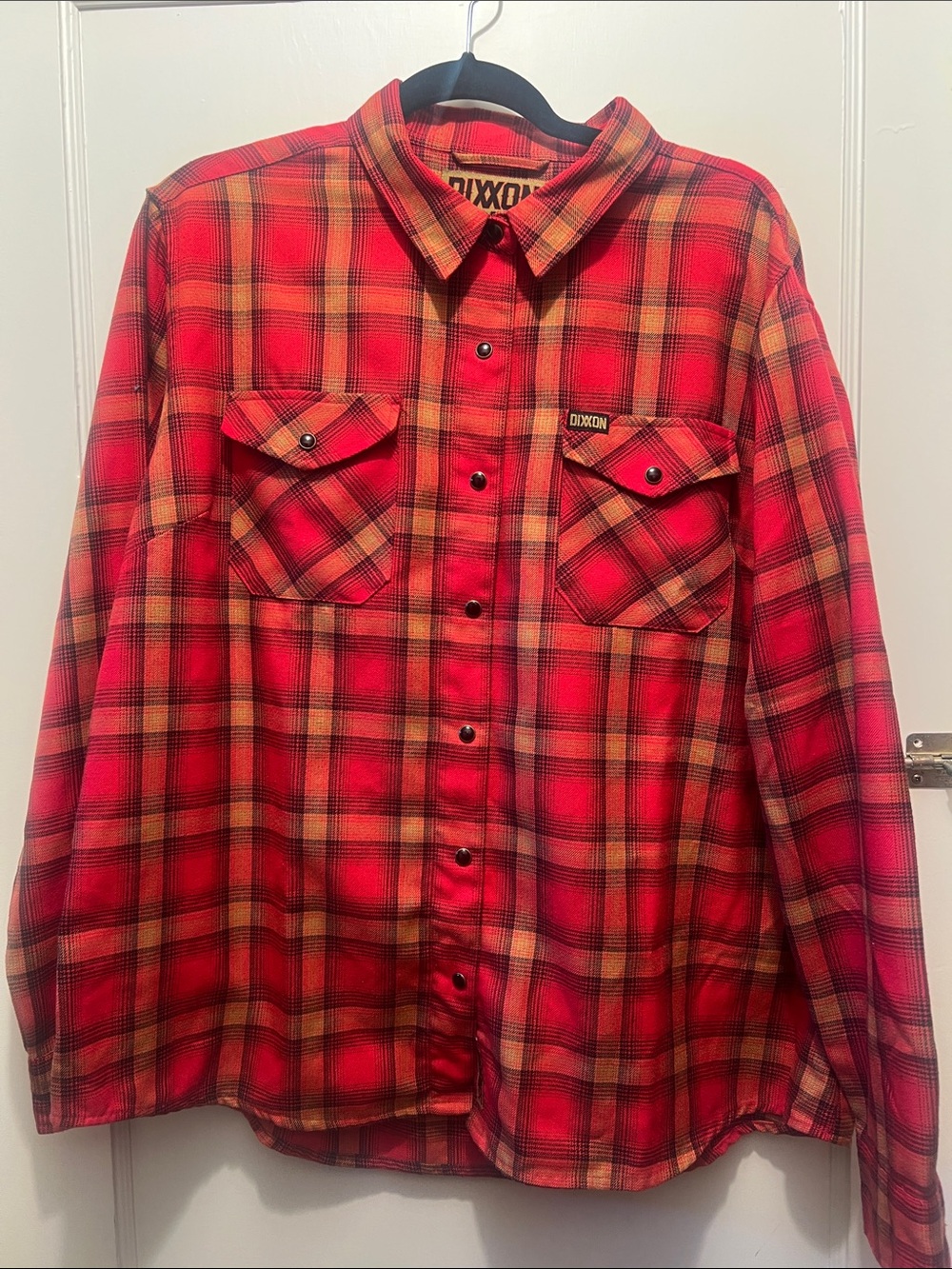 Dixxon Jarhead Women’s Red/Orange Plaid Flannel Shirt 2X/XXL EUC